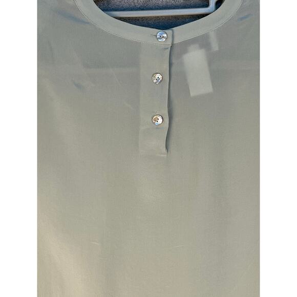Rena Rowan Silk Blouse Size 10P Pale Green Office Career Wear Minimalist NWT - Picture 5 of 8
